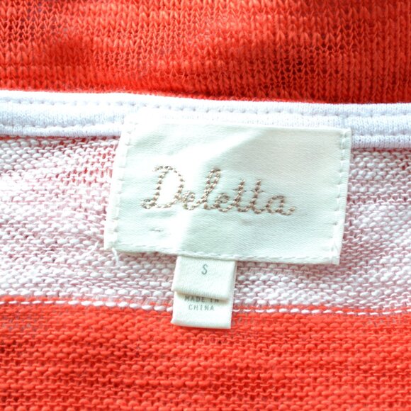 Anthropologie Orange White Stripe Knit Layering Dolman Cropped Sweater Top S - Picture 5 of 6